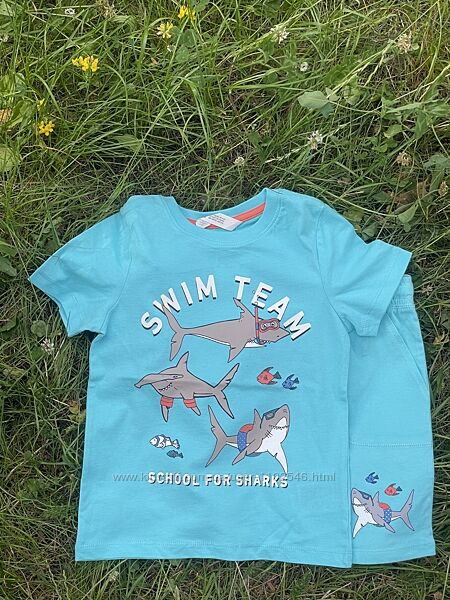 Костюм для мальчика H&М бирюзовоголубого цвета School for Sharks
