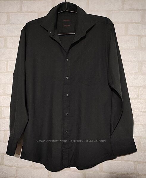 Класична чоловіча сорочка чорного кольору 46 розмір