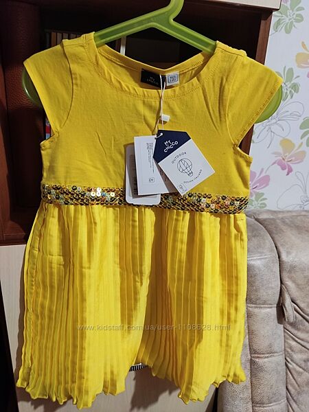 Красивое желтое платье с шелковой юбкой Chicco на 2-3 года