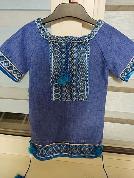 Вышиванка платье туника синенькая на 1-3 года