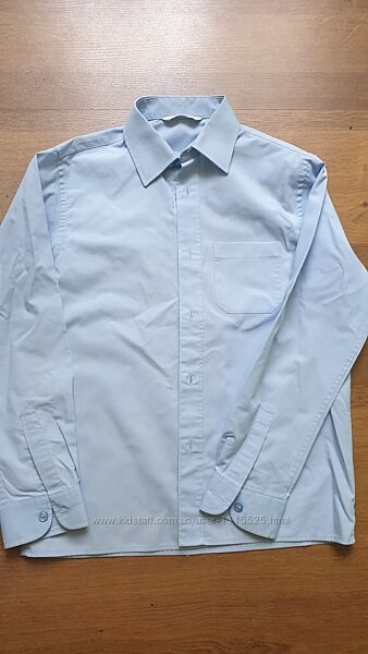 Рубашка белая, голубая 134-145 см