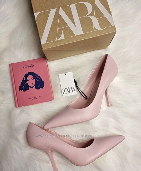 Шкіряні туфлі лодочки рожеві Zara 41