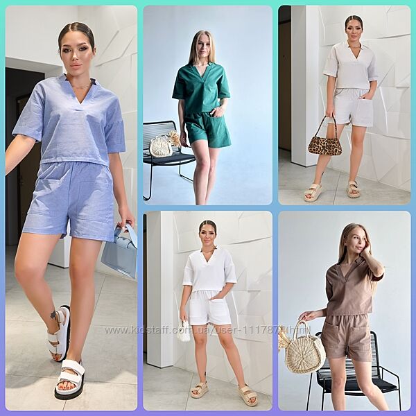  42-52р Лляний костюм з шортами Jade