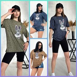 42-52р Жіночий костюм з велосипедками рубчик Bunny
