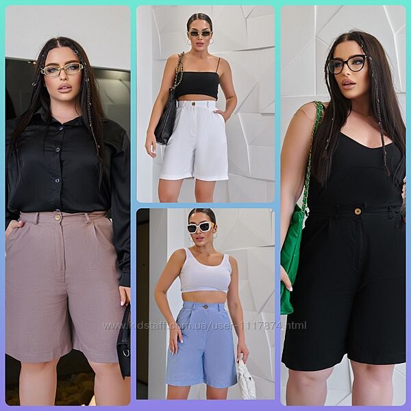 42-52р Жіночі лляні шорти-бермуди вільного крою Bettie