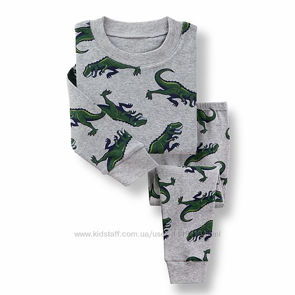Пижама для мальчика. Зелёные динозавры.