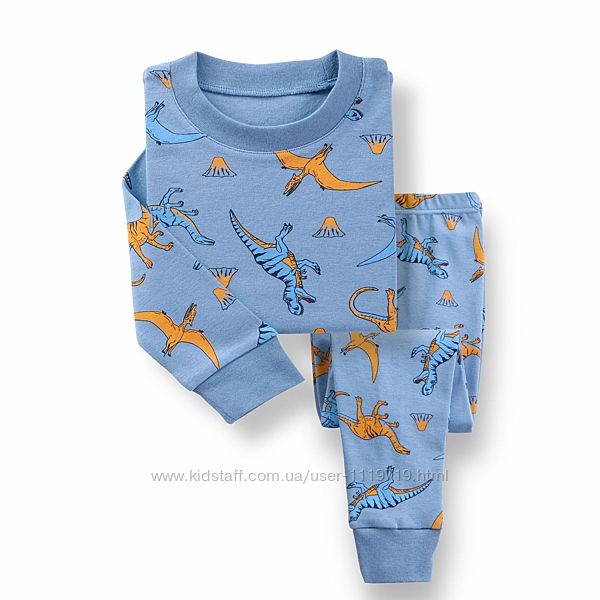 Пижама для мальчика. Голубые динозавры. 