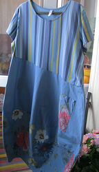 Платье в стиле бохо, баллон , хлопок италия, размер 50-52 укр