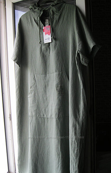 Платье с капюшоном лен италия, в спортивном стиле, раз 50-52 укр лляна