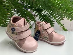 Демисезонные ботинки для девочки серебро, розовые р.24, 25