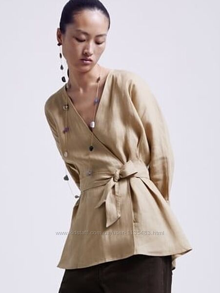 Лляна сорочка/блуза на запах Zara р. XS-S
