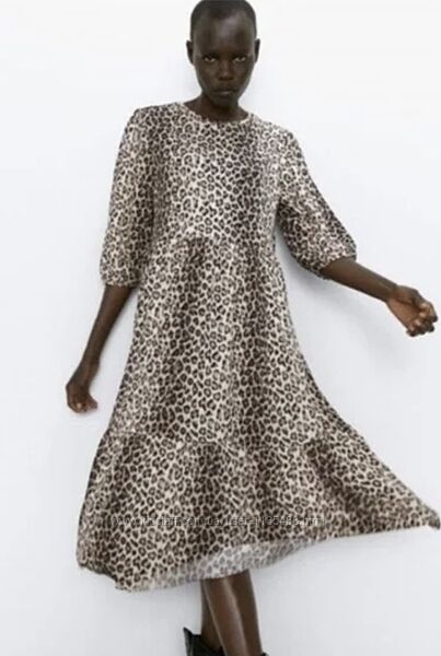 Сукня міді в анімалістичний принт Zara р. L/40/12