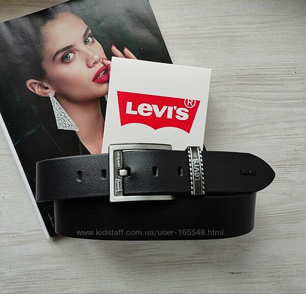 Стильный черный кожаный ремень LEVIS, произв. Турция