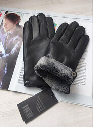 Мужские кожаные перчатки, подкладка махра, Румыния