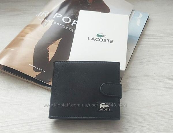 Чоловічий шкіряний гаманець lacoste в коробці