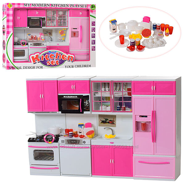 Меблі для ляльок 6612-27 кухня, посуд, продукти, звук, світло