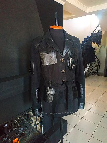 Куртка милитари натуральная замша и кожа оригинал Fabiani