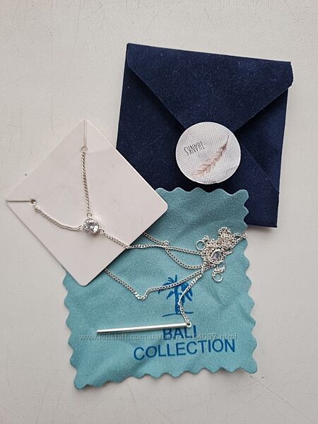 Галстук из серебра с белым цирконом