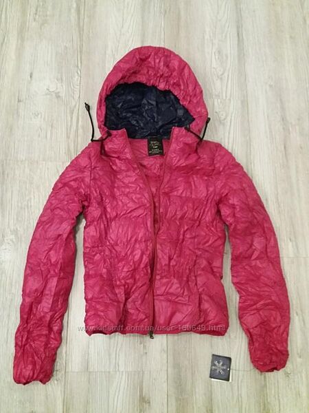 Zara оригинал куртка пуховик спортивная с капюшоном розовая фуксия размер s
