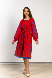 Вишита жіноча сукня Дідух з синьою вишивкою