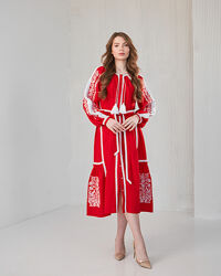 Вишита жіноча сукня Сокальська червона