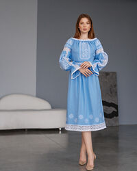 Вишита жіноча сукня Сокальська блакитна