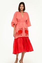 Вишита сукня Журавка коралова