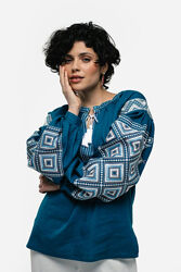 Вишиванка жіноча Сузіря морська хвиля