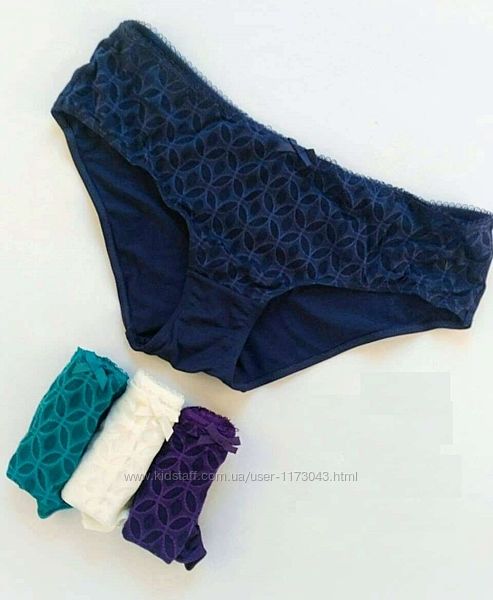 Трусики поштучно хипстер микрофибра кружево Primark. Разные расцветки.