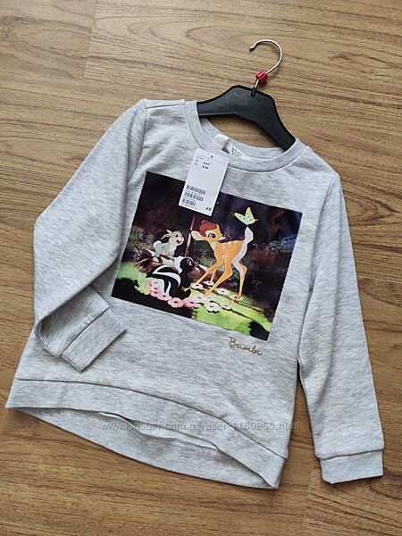 Дитяча тепла кофта для дівчинки H&M  р.5-6, 110/116 різні малюнки