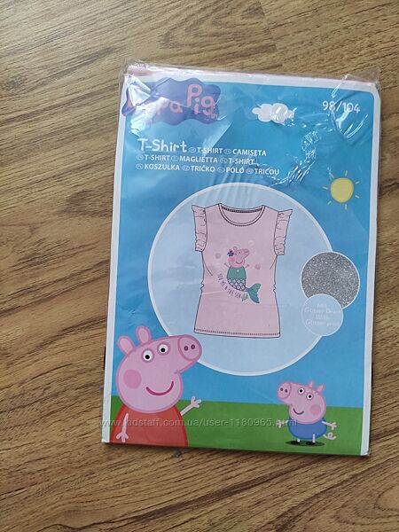 Детская футболка для девочки Свинка пепа, Peppa pig р.98/104,110/116,122/128