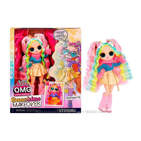 Лялька lol surprise серії omg sunshine makeover bubblegum - dj баблг