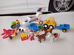 Playmobil. Самолет, мотоцикл, прицеп, человечки серии 1.2.3. малышам.