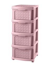  Пластиковый розовый комод, шкафчик, тумба на 4 ящика