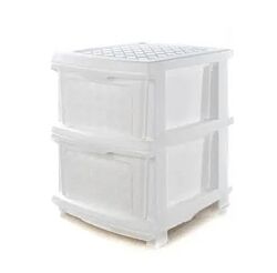 Пластиковый белый комод, шкафчик, тумбочка, органайзер на 2 ящика 