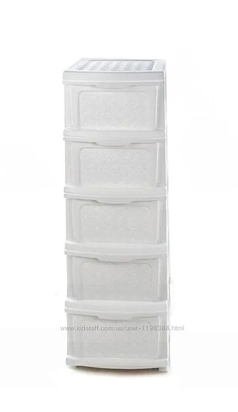 Пластиковый белый комод, шкафчик, органайзер, тумбочка  на 5 ящиков