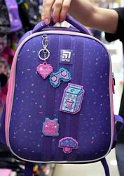 Рюкзак ортопедичний каркасний Kite K24-555S-3 Pixel Love, набір