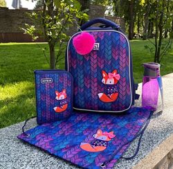 Комплект, шкільний набір Kite Fox K22-555S-1, рюкзак, пенал, сумка