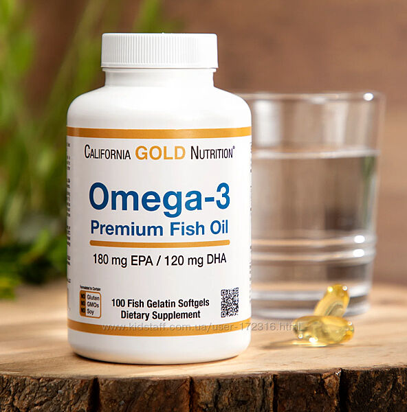 California Gold Nutrition, Омега-3, рибячий жир найвищої якості,100 капсул