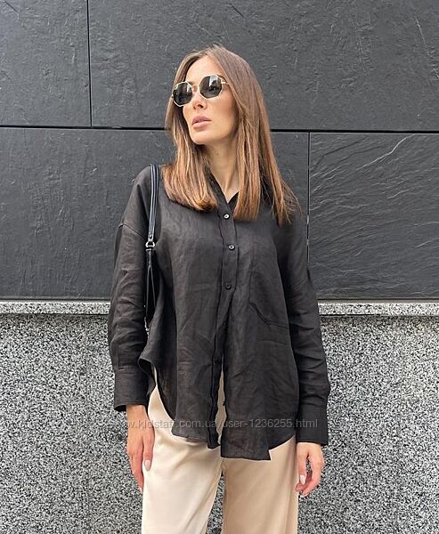 Zara льняная рубашка, новая коллекция, оверсайз