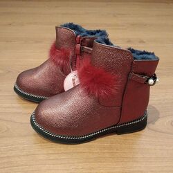 Зимние кожаные ботиночки для девочек