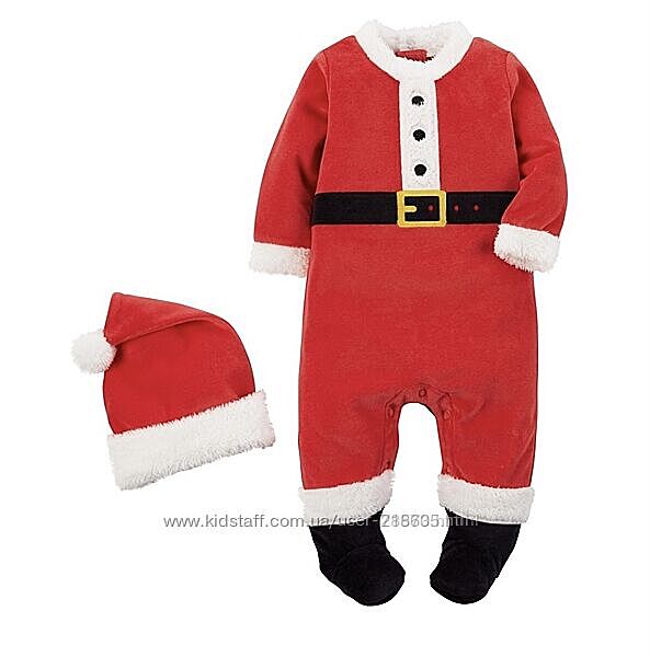 Велюровый костюмчик Санта Клаус 0-3месяца
