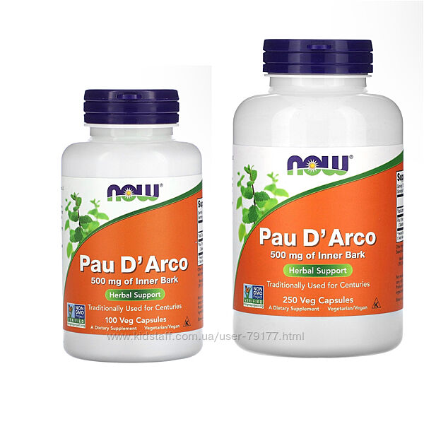 Pau Darco - Кора мурашиного дерева, 500 мг, 100 капсул NOW Foods