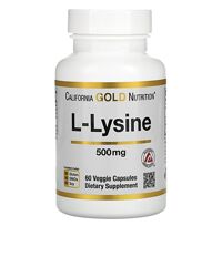 L-лізин, 500 мг, 60 рослинних капсул California Gold Nutrition
