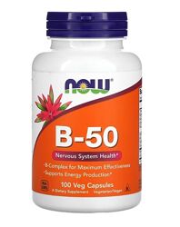 В-50 Комплекс вітамінів группи Б - 100 рослинних капсул - NOW Foods