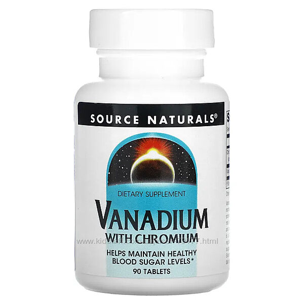 Source naturals, ванадій і хром, 90 таблеток