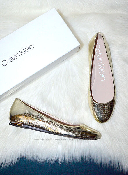 Золотистые туфли балетки Calvin Klein Ballet 40 размер Доставка