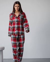 Liza 20721 20720 піжама жіноча байка червоно-чорна або жовта клітинка якіст