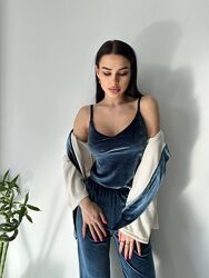 Christel 128 піжама домашній костюм жіночий короткий халат жакет штани і ма