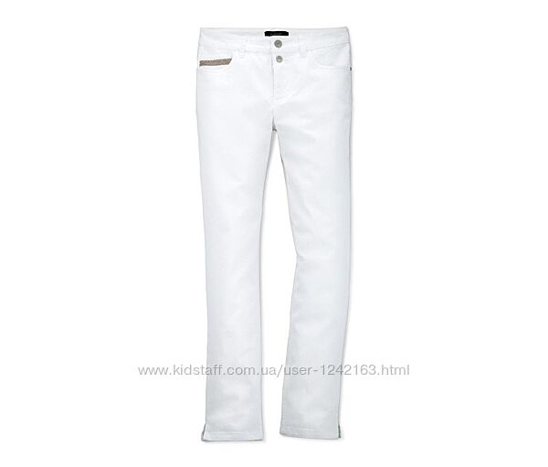 Размер евро 46, 42, 38. Стильные белые джинсы длиной 7/8, плотные, Tchibo